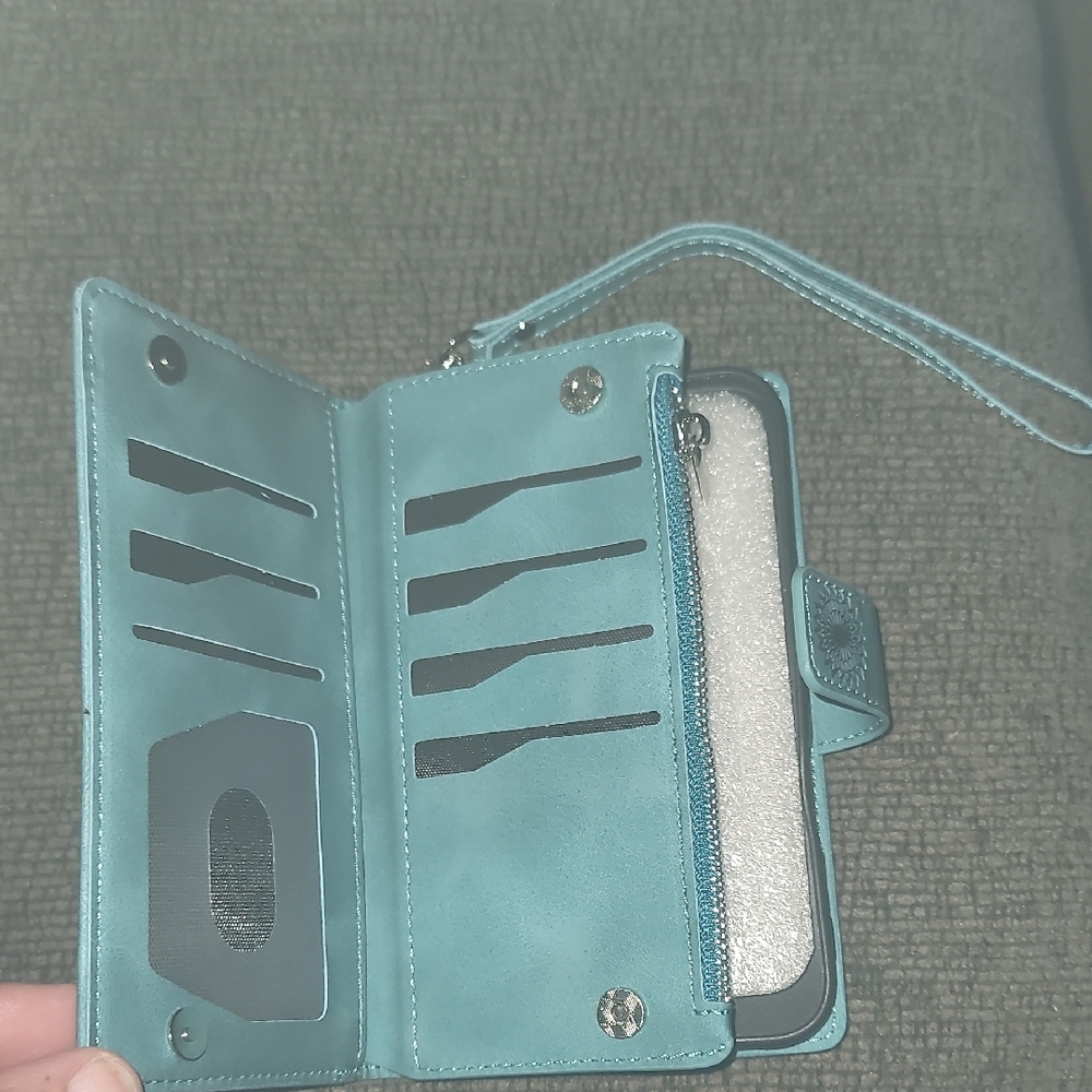 Teal Mandala Phone Wallet Case - Picture 5 of 12